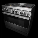 Jennair® 36" NOIR™ Dual-Fuel Professional-Style Range with Chrome-Infused Griddle JDRP536HM Jennair® 36" NOIR™ Dual-Fuel Professional-Style Range with Chrome-Infused Griddle JDRP536HM