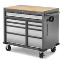 Gladiator® Premier 41 inch (104.1 cm) 9-drawer Mobile Tool Workbench with Solid Wood Top GAMT41HWJG