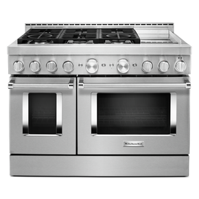 KitchenAid® 48'' Smart Commercial-Style Gas Range with Griddle KFGC558JSS