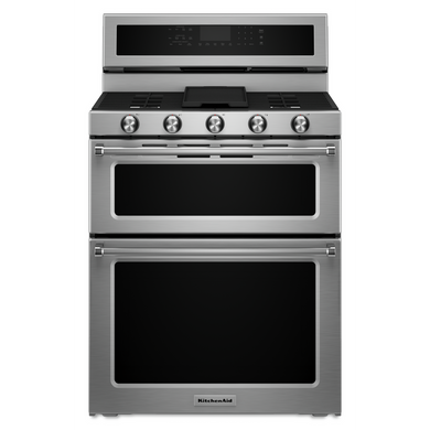 Kitchenaid® 30-Inch 5 Burner Dual Fuel Double Oven Convection Range KFDD500ESS