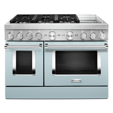 KitchenAid® 48'' Smart Commercial-Style Dual Fuel Range with Griddle KFDC558JMB