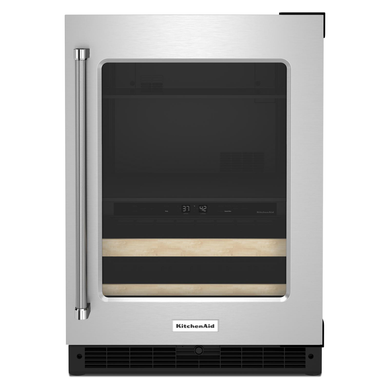 Kitchenaid® 24" Beverage Center with Glass Door and Wood-Front Racks KUBR214KSB