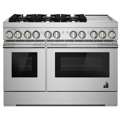 Jennair® RISE™ 48" Dual-Fuel Professional-Style Range with Chrome-Infused Griddle and Steam Assist JDSP548HL