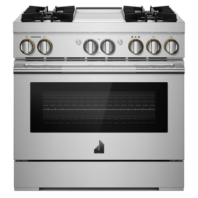 Jennair® RISE™ 36 Dual-Fuel Professional Range with Chrome-Infused Griddle and Steam Assist JDSP536HL