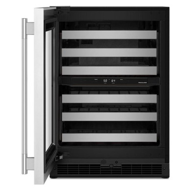 Kitchenaid® 24" Undercounter Wine Cellar with Full-Extension Metal-Front Racks KUWL324SSB