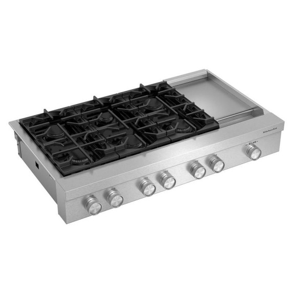 KitchenAid® 48-inch 6-Burner Gas Commercial-Style Rangetop with Griddle KCGK948TSS