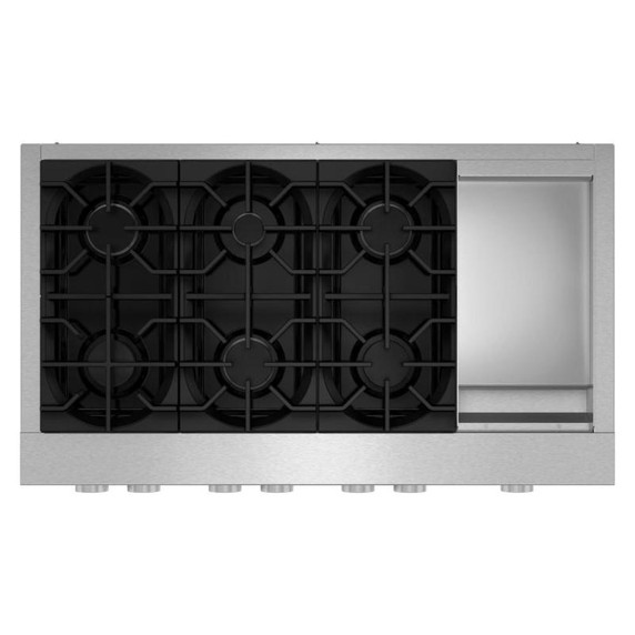 KitchenAid® 48-inch 6-Burner Gas Commercial-Style Rangetop with Griddle KCGK948TSS
