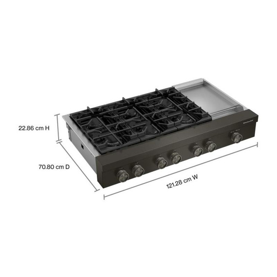 KitchenAid® 48-inch 6-Burner Gas Commercial-Style Rangetop with Griddle KCGK948TBE