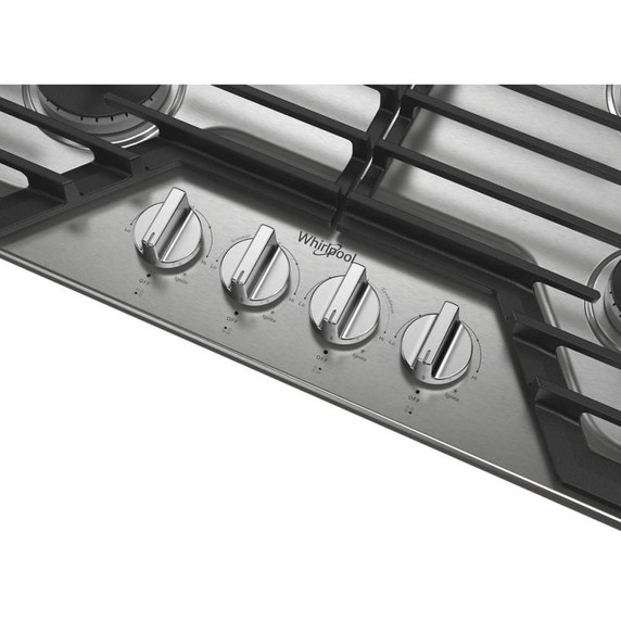 Whirlpool® 30-inch Gas Cooktop with EZ-2-Lift™ Hinged Cast-Iron Grates WCGK5030PS Whirlpool® 30-inch Gas Cooktop with EZ-2-Lift™ Hinged Cast-Iron Grates WCGK5030PS