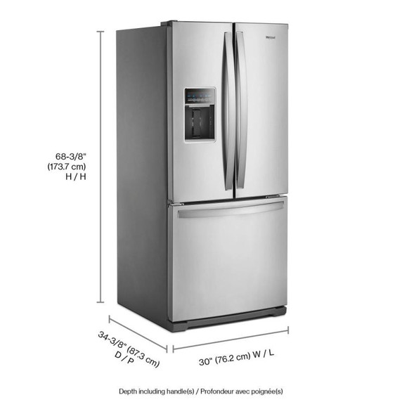 Whirlpool® 30-inch Wide French Door Refrigerator - 20 cu. ft. WRF560SEHZ