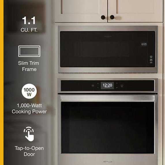 Whirlpool® 1.1 cu. ft. Built-In Microwave with Slim Trim Kit - 14" Height YWMT50011KS