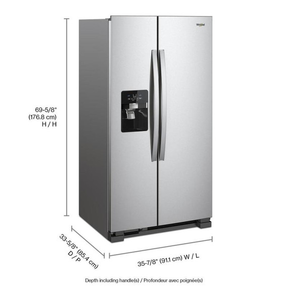 Whirlpool® 36-inch Wide Side-by-Side Refrigerator - 25 cu. ft. WRS335SDHM