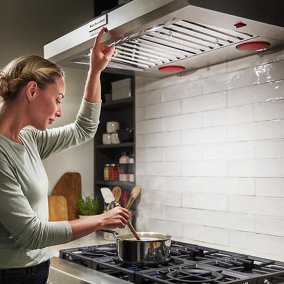 Kitchenaid® 36" 585 or 1170 CFM Motor Class Commercial-Style Wall-Mount Canopy Range Hood KVWC956KSS