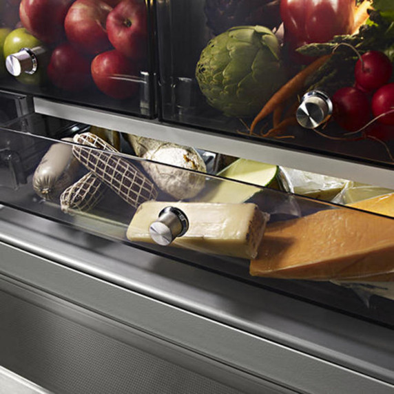 Kitchenaid® 23.8 cu. ft. 36" Counter-Depth French Door Platinum Interior Refrigerator with PrintShield™ Finish KRFC704FPS