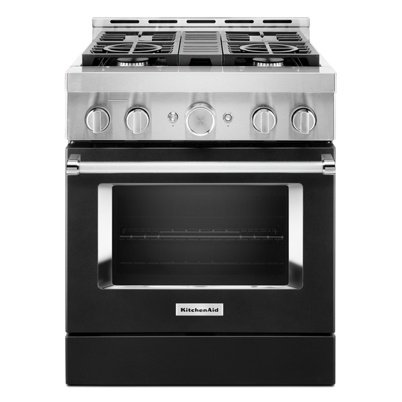 KitchenAid® 30'' Smart Commercial-Style Gas Range with 4 Burners KFGC500JBK