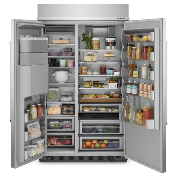 Kitchenaid® 29.4 Cu. Ft. 48" Built-In Side-by-Side Refrigerator with Ice and Water Dispenser KBSD708MSS
