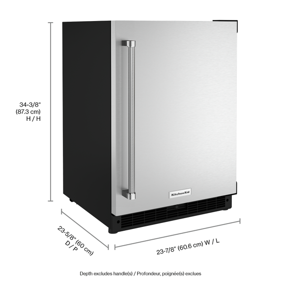 Kitchenaid® 24 Undercounter Refrigerator with Stainless Steel Door KURR114KSB