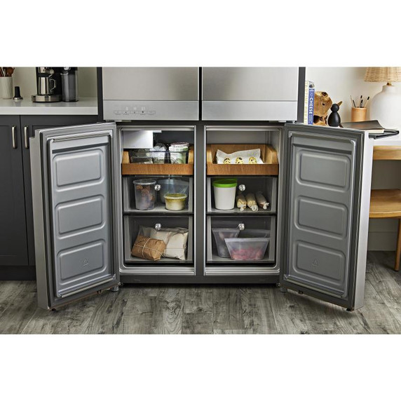 Kitchenaid® 19.4 cu. ft. 36-inch wide Counter-Depth 4-Door Refrigerator with PrintShield™ Finish KRQC506MPS
