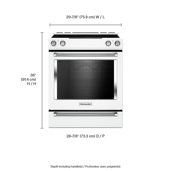 Kitchenaid® 30-Inch 5-Element Electric Convection Slide-In Range with Baking Drawer YKSEB900EWH