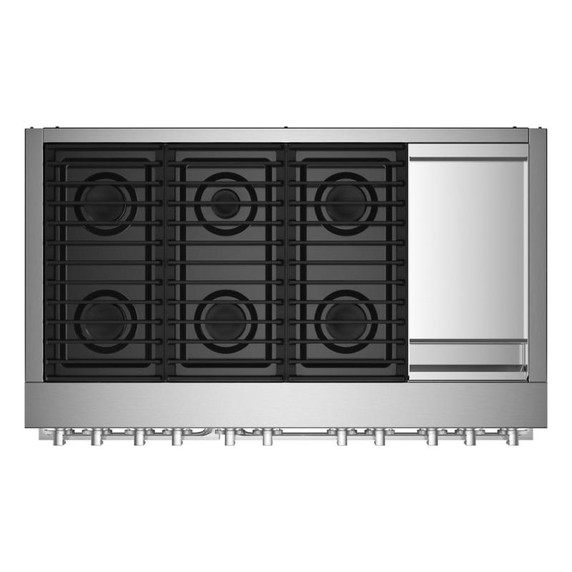 Jennair® NOIR™ 48" Dual-Fuel Professional Range with Chrome-Infused Griddle JDRP548HM Jennair® NOIR™ 48" Dual-Fuel Professional Range with Chrome-Infused Griddle JDRP548HM