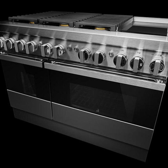 Jennair® NOIR™ 48" Dual-Fuel Professional Range with Chrome-Infused Griddle JDRP548HM