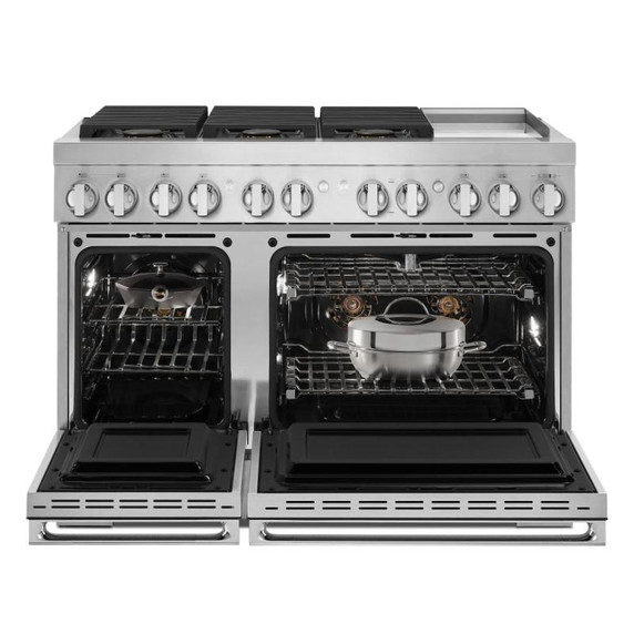 Jennair® NOIR™ 48" Dual-Fuel Professional Range with Chrome-Infused Griddle JDRP548HM