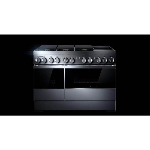 Jennair® NOIR™ 48" Dual-Fuel Professional Range with Chrome-Infused Griddle JDRP548HM