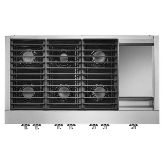 Jennair® 48" NOIR™ Gas Professional-Style Rangetop with Chrome-Infused Griddle JGCP548HM