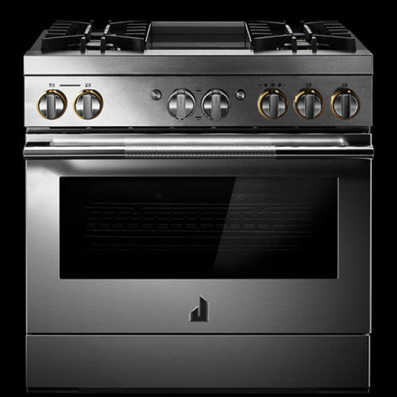 Jennair® 36" RISE™ Dual-Fuel Professional-Style Range with Chrome-Infused Griddle JDRP536HL