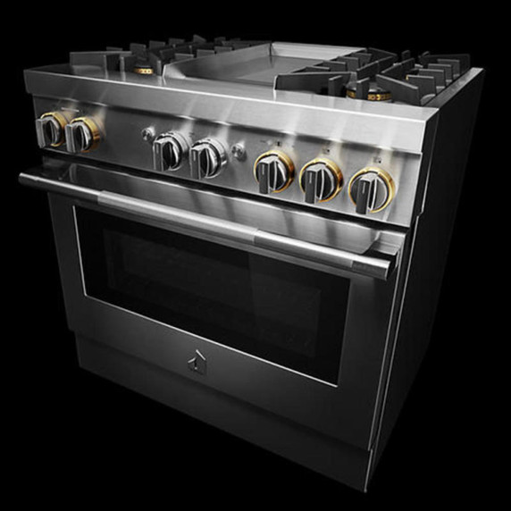 Jennair® 36" RISE™ Dual-Fuel Professional-Style Range with Chrome-Infused Griddle JDRP536HL