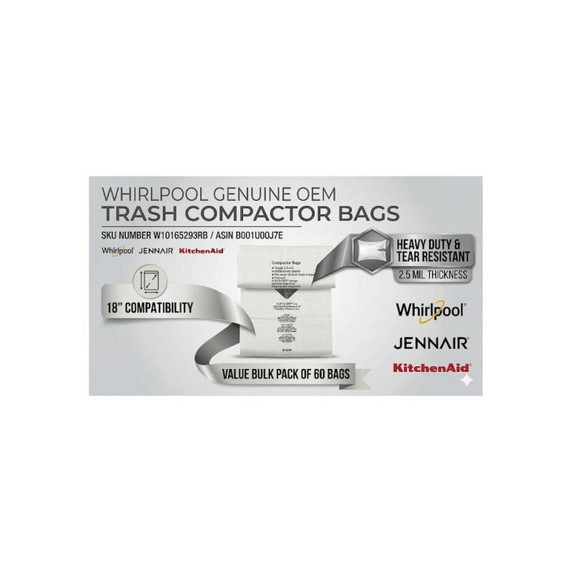 60 Pack-Plastic Compactor Bags-18" Models W10165293RB