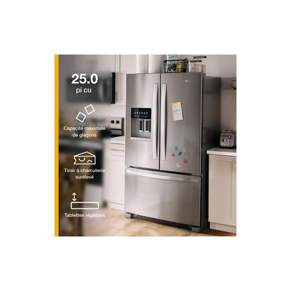 Whirlpool® 36-Inch Wide French Door Bottom Mount Refrigerator - 25 cu. ft. WRFF3436RZ Whirlpool® 36-Inch Wide French Door Bottom Mount Refrigerator - 25 cu. ft. WRFF3436RZ