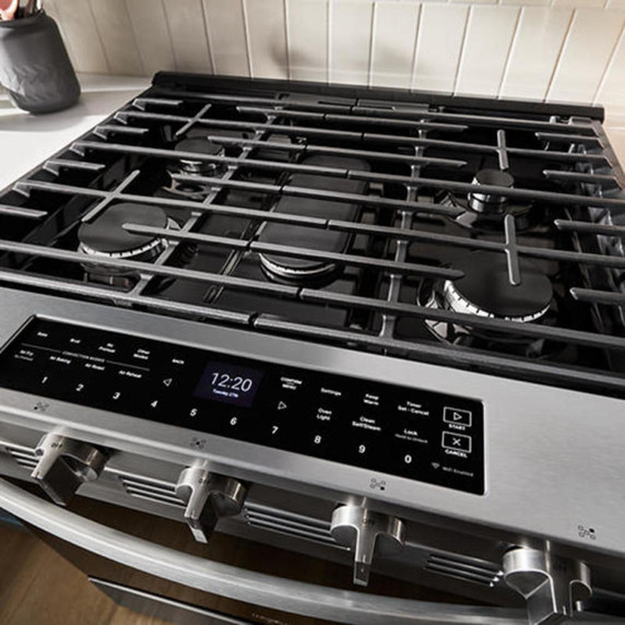 Whirlpool® 30-inch Smart Slide In Gas Range with True Convection, No Preheat Air Fry, Steam/Self Clean and High Speed Preheat WSGS7530RZ
