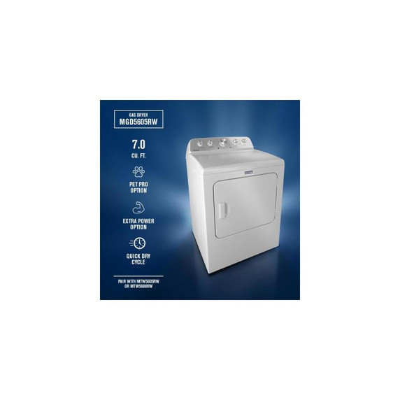 Maytag® 7.0 Cu Ft. Load Gas Dryer with Extra Power and Pet Pro Option MGD5605RW