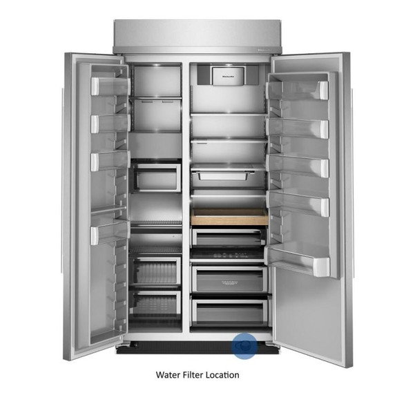 Kitchenaid® 25.5 Cu. Ft. 42" Built-In Side-by-Side Refrigerator with Platinum Interior KBSN742SPS