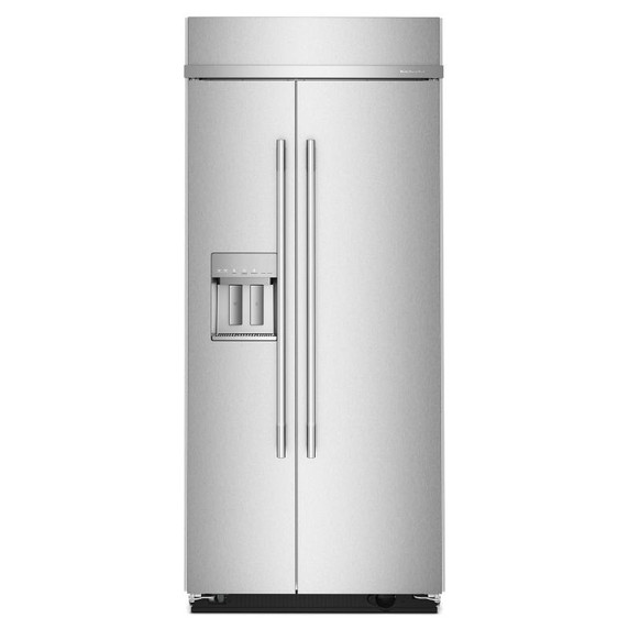 Kitchenaid® 20.8 Cu. Ft. 36" Built-In Side-by-Side Refrigerator features Exterior Water and Ice Dispenser with Measured Fill KBSD736SPS Kitchenaid® 20.8 Cu. Ft. 36" Built-In Side-by-Side Refrigerator features Exterior Water and Ice Dispenser with Measured Fill KBSD736SPS