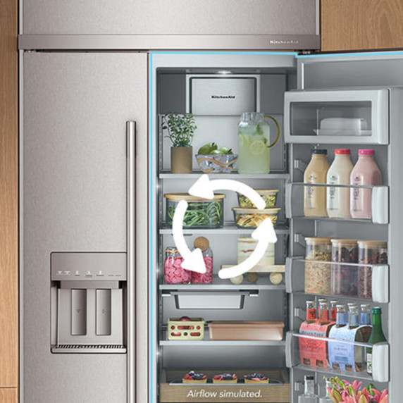 Kitchenaid® 25.1 Cu. Ft. 42" Built-In Side-by-Side Refrigerator features Exterior Water and Ice Dispenser with Measured Fill KBSD742SPS