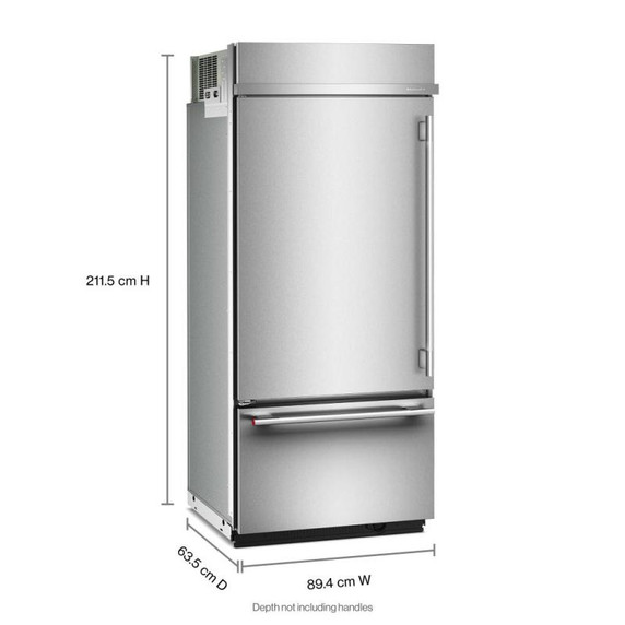 Kitchenaid® 20.8 Cu. Ft. 36" Built-In Bottom Mount Refrigerator with Platinum Interior KBBL336SPS