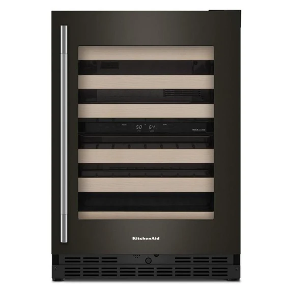 Kitchenaid® 24" Undercounter Wine Cellar with Full-Extension Wood-Front Racks KUWR524SBE