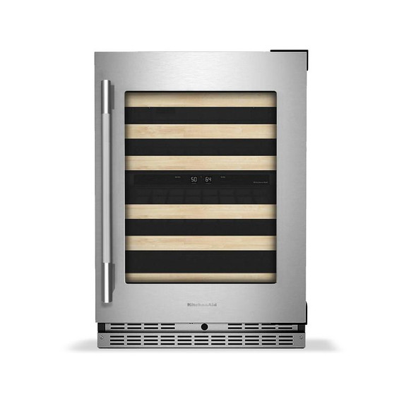 Kitchenaid® 24" Undercounter Wine Cellar with Full-Extension Wood-Front Racks KUWR524SPS Kitchenaid® 24" Undercounter Wine Cellar with Full-Extension Wood-Front Racks KUWR524SPS