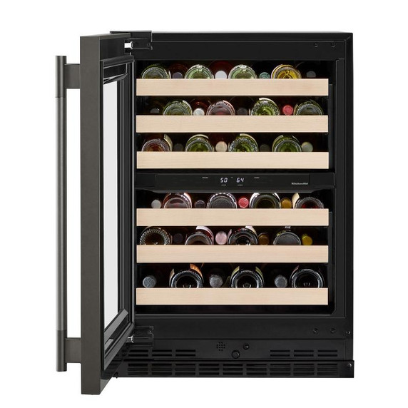 Kitchenaid® 24" Undercounter Wine Cellar with Full-Extension Wood-Front Racks KUWL524SBE Kitchenaid® 24" Undercounter Wine Cellar with Full-Extension Wood-Front Racks KUWL524SBE