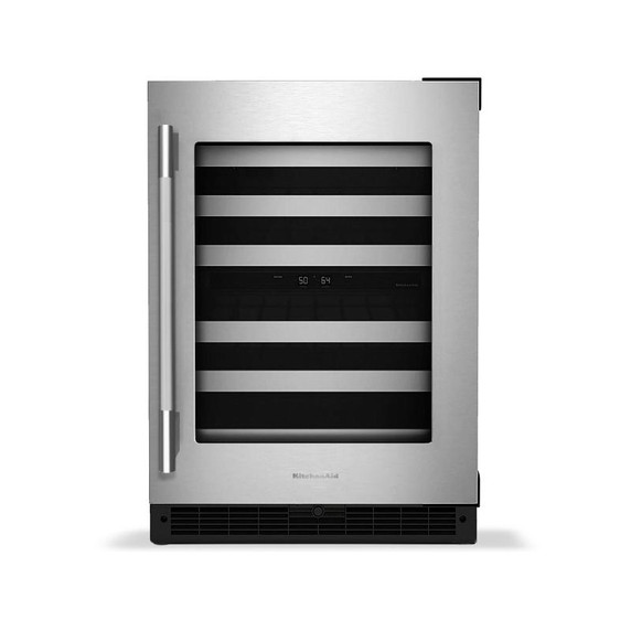 Kitchenaid® 24" Undercounter Wine Cellar with Full-Extension Metal-Front Racks KUWR324SSB Kitchenaid® 24" Undercounter Wine Cellar with Full-Extension Metal-Front Racks KUWR324SSB
