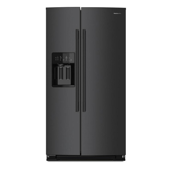 Kitchenaid® 20.8 Cu. Ft. Counter-Depth Side-by-Side Refrigerator with Exterior Ice and Water Dispenser in Black Ore KRSC536RBE Kitchenaid® 20.8 Cu. Ft. Counter-Depth Side-by-Side Refrigerator with Exterior Ice and Water Dispenser in Black Ore KRSC536RBE