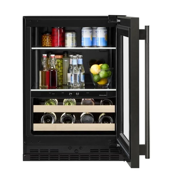 Kitchenaid® 24" Beverage Center with Glass Door and Wood-Front Racks KUBR524SBE