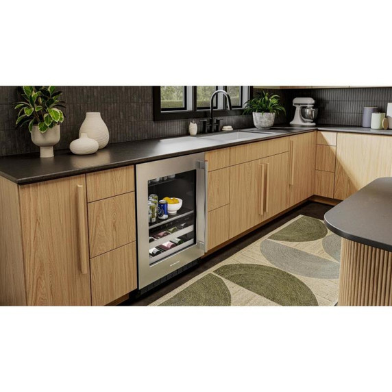 Kitchenaid® 24" Beverage Center with Glass Door and Metal-Front Racks KUBL524SSB