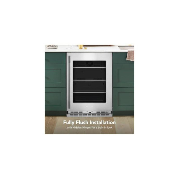 Kitchenaid® 24" Undercounter Refrigerator with Glass Door and Shelves with Metallic Accents KURR524SPS