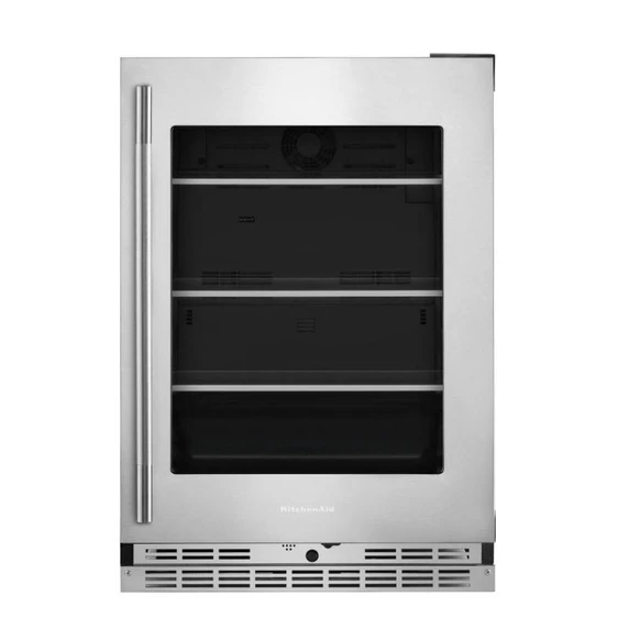 Kitchenaid® 24" Undercounter Refrigerator with Glass Door and Shelves with Metallic Accents KURR524SPS
