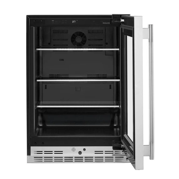Kitchenaid® 24" Undercounter Refrigerator with Glass Door and Shelves with Metallic Accents KURR524SPS