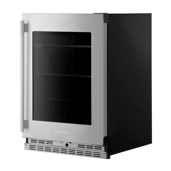 Kitchenaid® 24" Undercounter Refrigerator with Glass Door and Shelves with Metallic Accents KURR524SPS