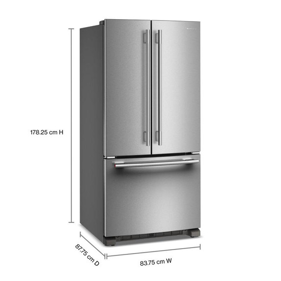 Kitchenaid® 22 Cu. Ft. 33-Inch Standard-Depth French Door Refrigerator with Internal Water Dispenser KRFF333SPS